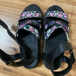 Dr martens Floral Black Sandals with Ankle Strap